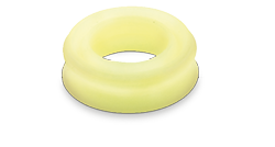 Un anello giallo chiaro con una forma arrotondata e una cavit centrale.  Descrizione generata da AI
