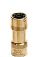 Connettore metallico cilindrico di colore dorato con dettagli neri e incisioni visibili sulla superficie. Descrizione generata da AI