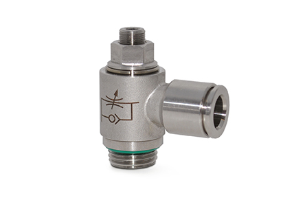 Flow regulators in AISI316 stainless steel, threads from 1/8&rdquo; to 1/2&rdquo;